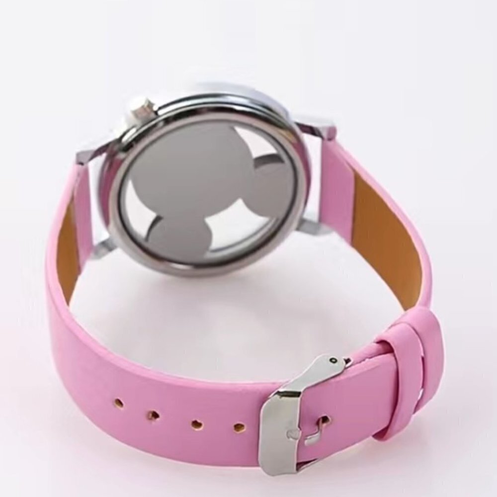 Minnie Mickey Mouse Watch Clear Analog Adjustable Buckle Band Silver White - Picture 7 of 12